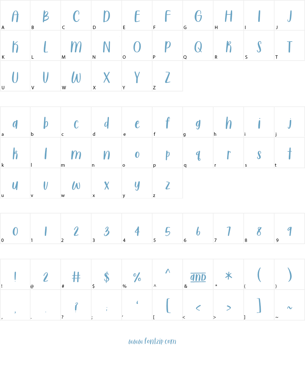 Sugar & Spice HandSans Font Character